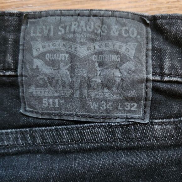 Vintage Levi's Black Denim Jeans Men's Size 34x30 7" Straight Leg Disdressed - Picture 6 of 7